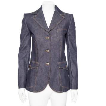 Pre Owned Dolce & Gabbana Vintage Blue Denim Single Breasted Blazer S