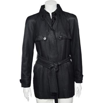 Pre Owned Dolce & Gabbana Black Cotton Belted Button Front Jacket M