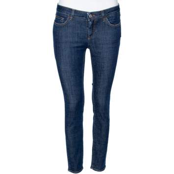 Pre Owned Dolce & Gabbana Blue Denim Queen Embroidered Pretty Fit Jeans S