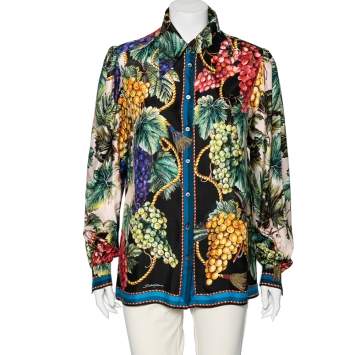 Pre Owned Dolce & Gabbana Multicolor Grape Printed Silk Shirt L