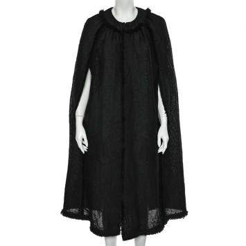 Pre Owned Dolce & Gabbana Black Boucle Hook Detail Poncho S
