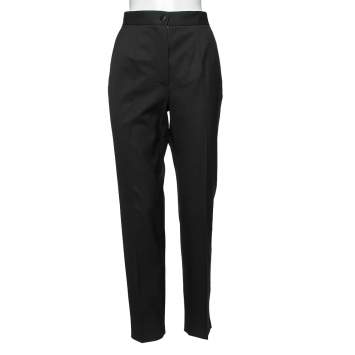 Pre Owned Dolce & Gabbana Black Wool & Satin Piped Skinny Fit Cropped Trousers M