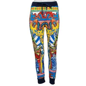 Pre Owned Dolce & Gabbana Multicolored Printed Cotton Joggers M