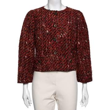 Pre Owned Dolce & Gabbana Multicolored Tweed Button Front Jacket M