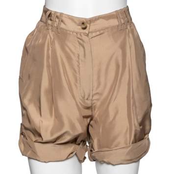Pre Owned Dolce & Gabbana Beige Silk Shorts M