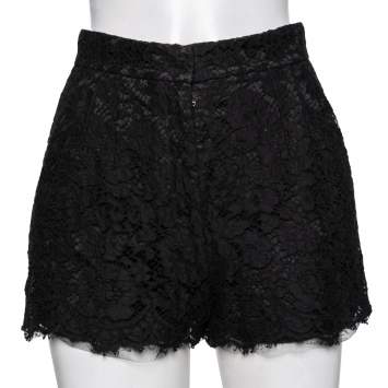 Pre Owned Dolce & Gabbana Black Lace Shorts S