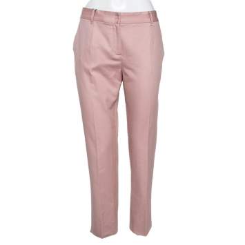 Pre Owned Dolce & Gabbana Pink Cotton Straight Pants M