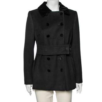 Pre Owned Dolce & Gabbana Black Wool Double Breasted Short Coat M