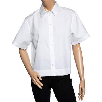 Pre Owned Dolce & Gabbana White Cotton Short Sleeve Shirt M