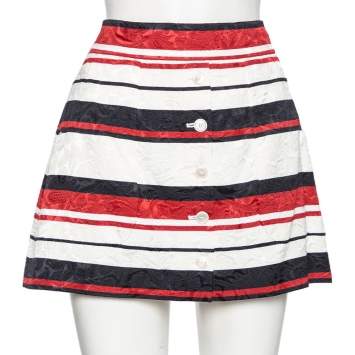 Pre Owned Dolce & Gabbana Multicolor Striped Jacquard Mini Skirt M