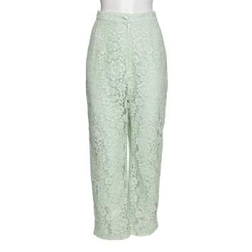 Pre Owned Dolce & Gabbana Mint Green Lace Trouser XL 