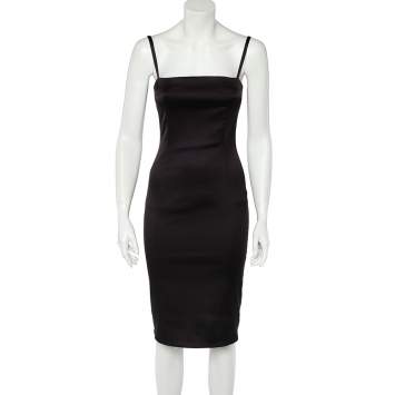 Pre Owned Dolce & Gabbana Dark Purple Stretch Satin Sleeveless Sheath Dress S