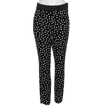 Pre Owned Dolce & Gabbana Monochrome Polka Dot Crepe Pants M