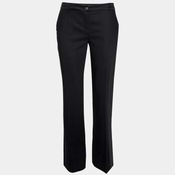 Pre Owned D&G Black Crepe Wool Tapered Pants M