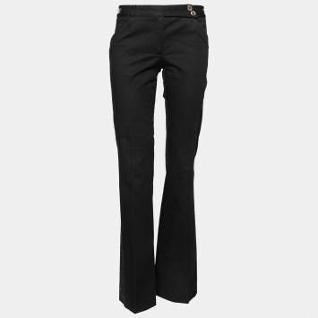 Pre Owned Dolce & Gabbana Black Cotton Straight Leg Pants M