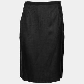 Pre Owned Dolce & Gabbana Black Textured Crepe Pencil Skirt M