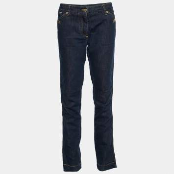 Pre Owned Dolce & Gabbana Indigo Dark Wash Denim Straight Fit Jeans L