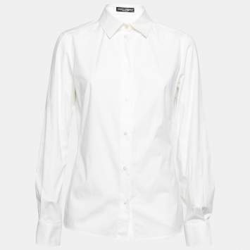 Pre Owned Dolce & Gabbana White Cotton Button Front Shirt L