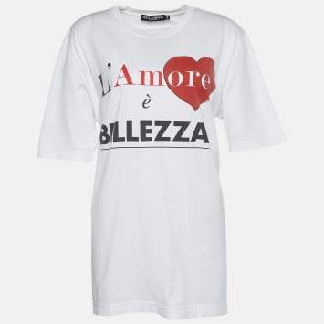 مملوكة مسبقًا Dolce & Gabbana White Jersey L'amore È Bellezza Print T-shirt S