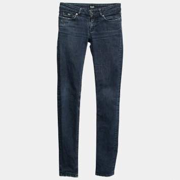 Pre Owned Dolce & Gabbana Blue Cotton Straight Fit Jeans XS 