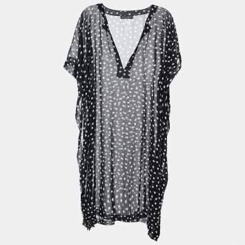 Pre Owned Dolce & Gabbana Black/White Polka Dot Print Georgette Oversized Top M