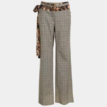 Pre Owned Dolce & Gabbana Beige Tartan Check Trousers L