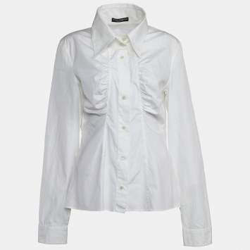 Pre Owned Dolce & Gabbana White Cotton Button Front Shirt L
