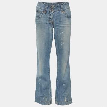 Pre Owned Dolce & Gabbana Blue Wash Denim Boot Cut Jeans M/Waist 30"