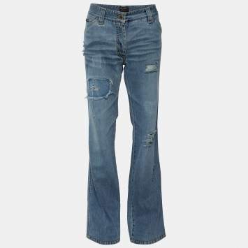 Pre Owned Dolce & Gabbana Blue Wash Denim Boot Cut Jeans M/Waist 30"