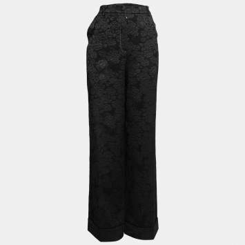 Pre Owned Dolce & Gabbana Black Brocade Trousers M