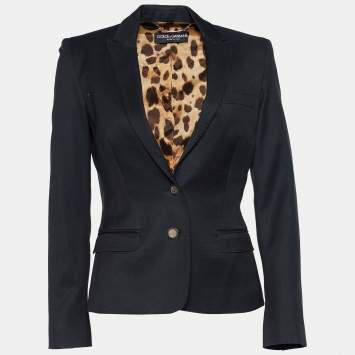Pre Owned Dolce & Gabbana Black Cotton Blend Slim Fit Blazer S