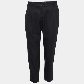 Pre Owned Dolce & Gabbana Black Wool Slim Fit Trousers S Waist 28"