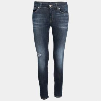 Pre Owned Dolce & Gabbana Blue Stretch Denim Slim Fit Jeans XS Waist 26"