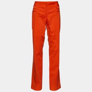 Pre Owned Dolce & Gabbana Orange Cotton Straight Fit Jeans L Waist 36"