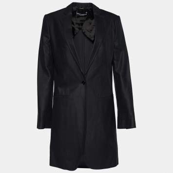 Pre Owned Dolce & Gabbana Black Cotton Mid Length Coat S