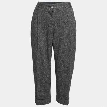 Pre Owned Dolce & Gabbana Grey Tweed Cropped Pants M