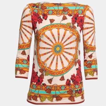 Pre Owned Dolce & Gabbana Multicolor Printed Crepe Top S