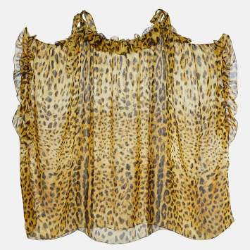 Pre Owned Dolce & Gabbana Yellow Animal Print Silk Kaftan Dress M