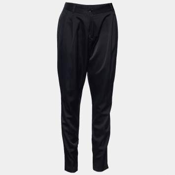 Pre Owned Dolce & Gabbana Black Satin Tapered Trousers M