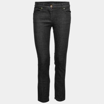 Pre Owned Dolce & Gabbana Dark Grey Denim Zipped Hem Detail Jeans S Waist 28"