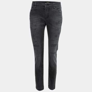 Pre Owned Dolce & Gabbana Dark Grey Faded Stretch Denim jeans L Waist 32"