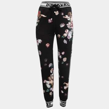 مملوكة مسبقًا Dolce & Gabbana Black Angel Print Cotton Track Pants XS