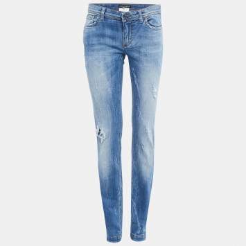 Pre Owned Dolce & Gabbana Blue Distressed Denim Cute Jeans M Waist 32"