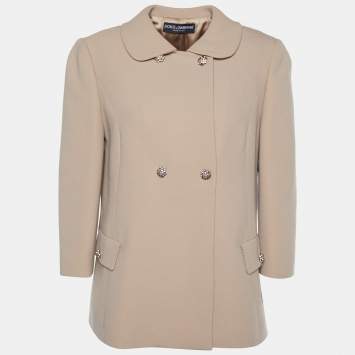 Pre Owned Dolce & Gabbana Beige Wool Button Front Jacket L