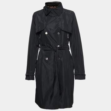 Pre Owned Dolce & Gabbana Black Synthetic Belted Trench Coat L