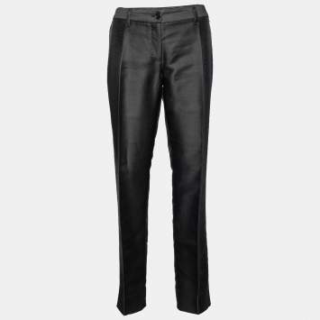 Pre Owned Dolce & Gabbana Black Cotton Blend Tapered Leg Pans M