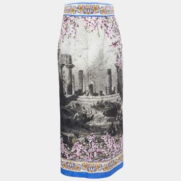 مملوكة مسبقًا Dolce & Gabbana Multicolor Printed Jacquard Midi Skirt M