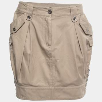 Pre Owned Dolce & Gabbana Beige Cotton Pocket Detail Mini Balloon Skirt S