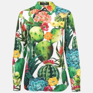 Pre Owned Dolce & Gabbana Multicolor Cactus Print Cotton Shirt M