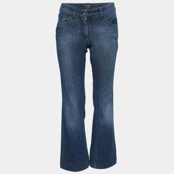 Pre Owned Dolce & Gabbana Navy Blue Denim Straight Leg Jeans M Waist 33" 